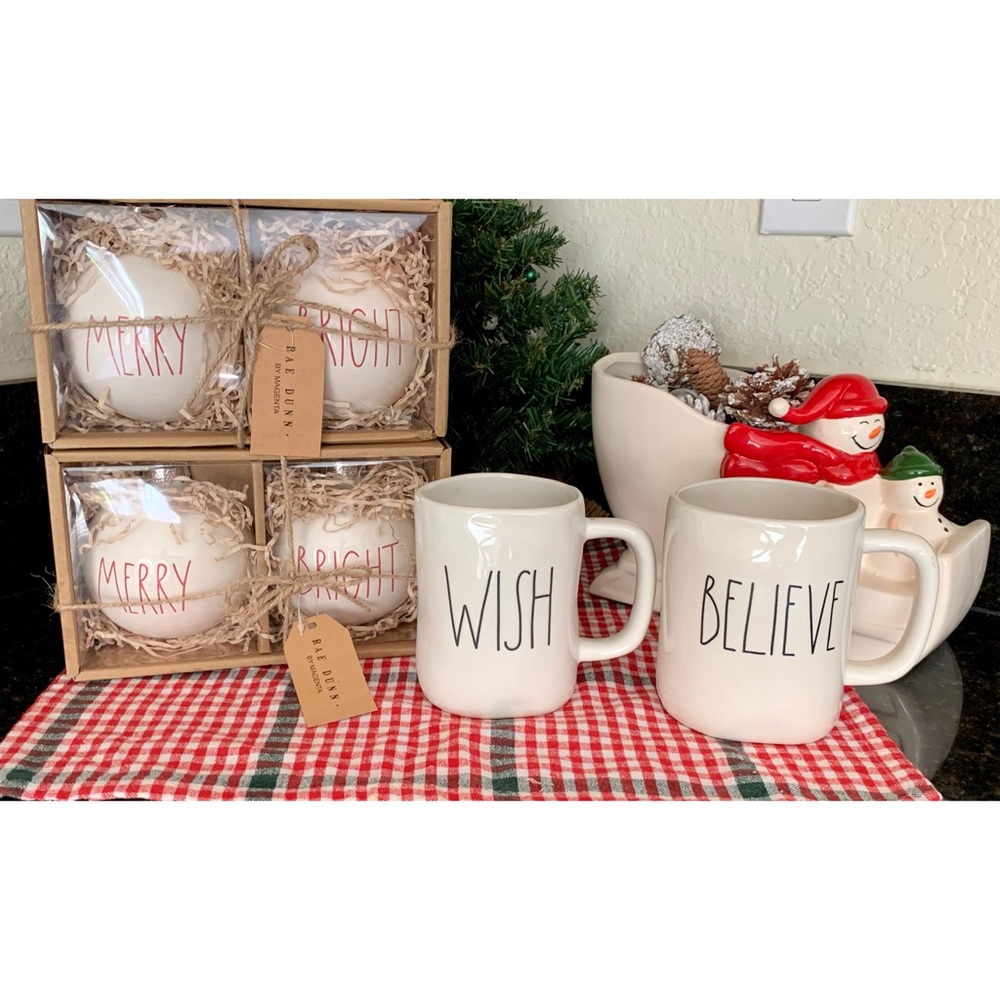 Rae Dunn  Merry & Bright  Ornaments & Mug Set
